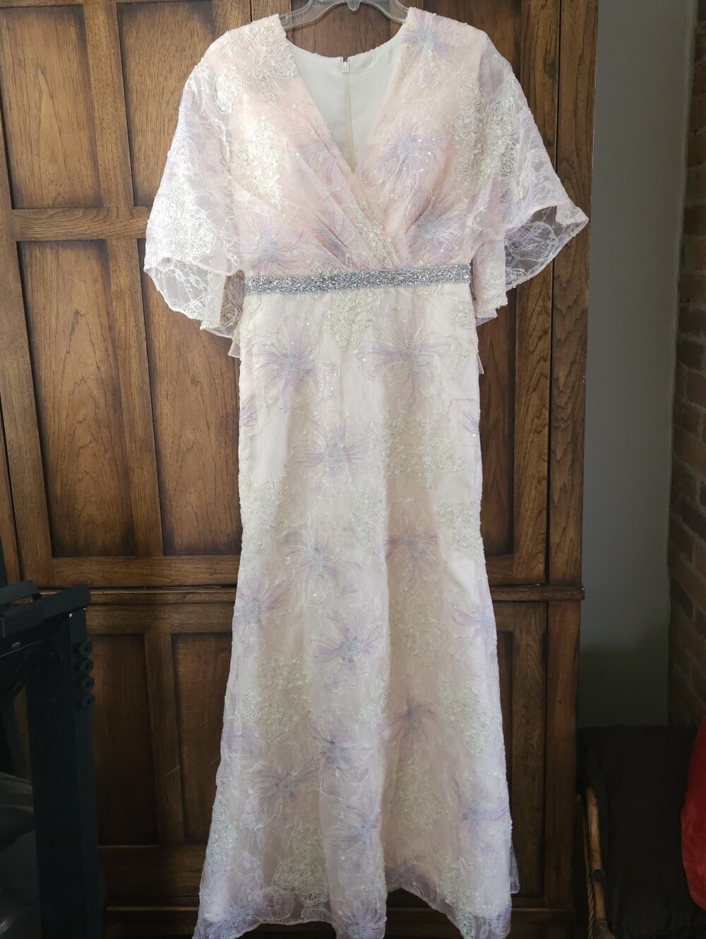 Blush Pink Sheath Column Floor-Length Mother of the Bride Dress Rhinestone Waist